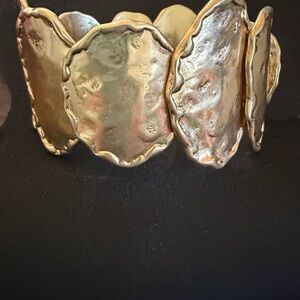 Gold Organic Disc Stretch Bracelet - Women Jewelry